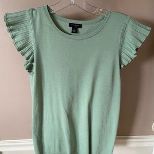 Ann Taylor Mint Ruffle Sleeve Tee